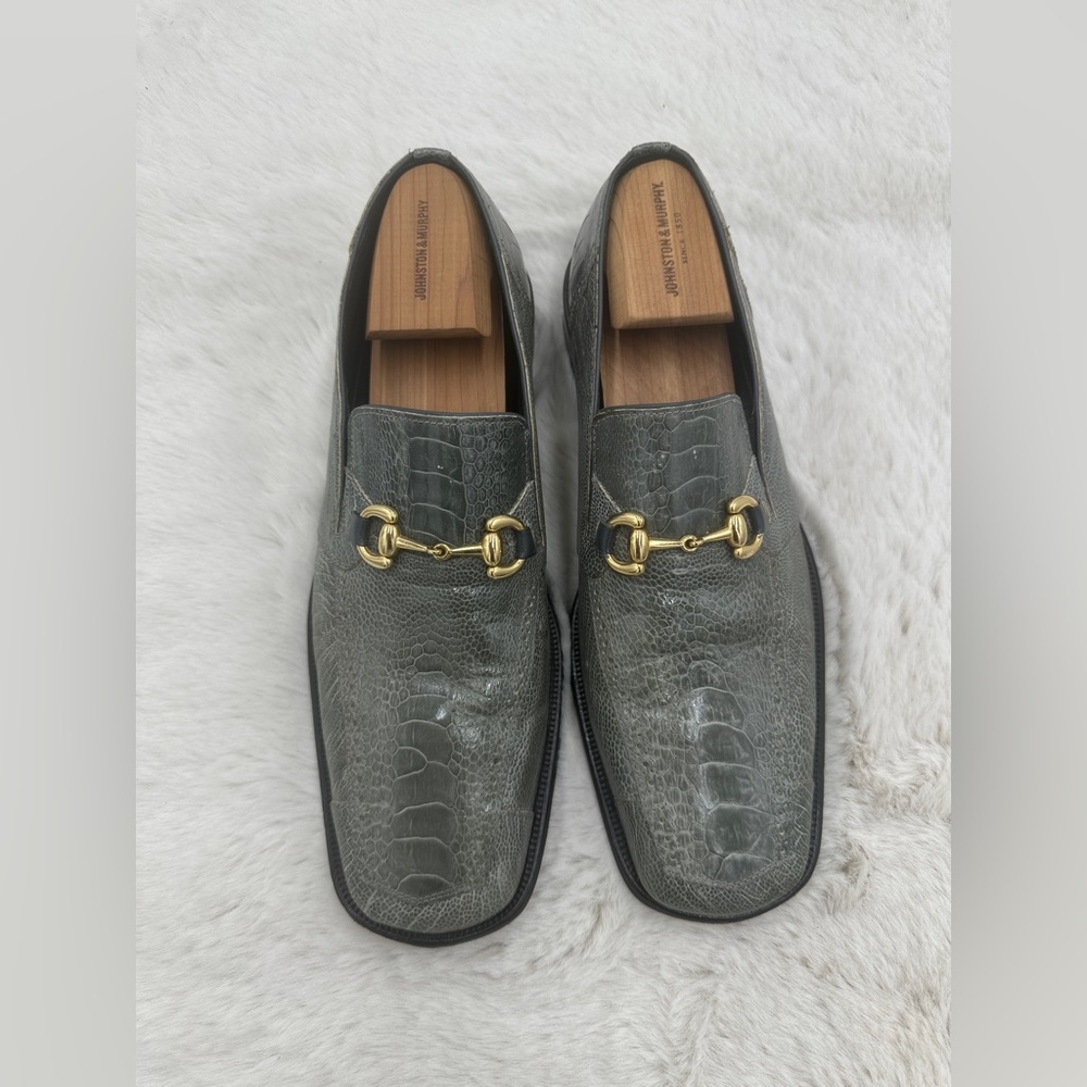 David Eden Ostrich Leg Horse Bit Loafers Men’s Dress shoes 10.5 - Picture 4 of 11